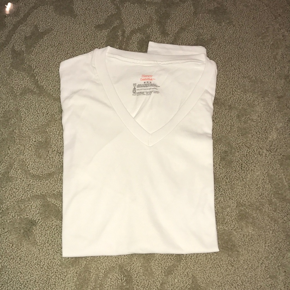 Hanes white vneck t shirt